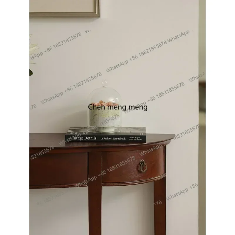 AB03Semicircular solid wood extremely narrow entrance corridor against the wall narrow cabinet