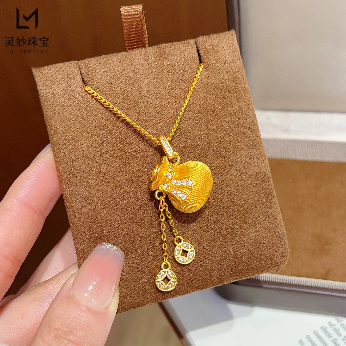 

Роскошная женская цепочка из чистого золота 9999 пробы 24 карата с матовым бантом, карманная цепочка с кисточками на ключицу