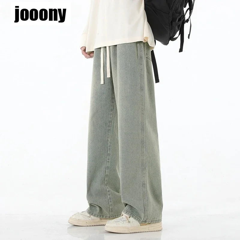 새로운 Drawstring 스포츠 캐주얼 바지 하이 웨이스트 워시 바지 남성 가을 겨울 빈티지 하라주쿠 바지 streetwear 느슨한 따뜻한