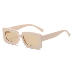 Rectangle Sunglasses Women Beige Vintage Eyewear Brand Retro Square Small Frame Sun Glasses Female Travel Eyeglasses UV400