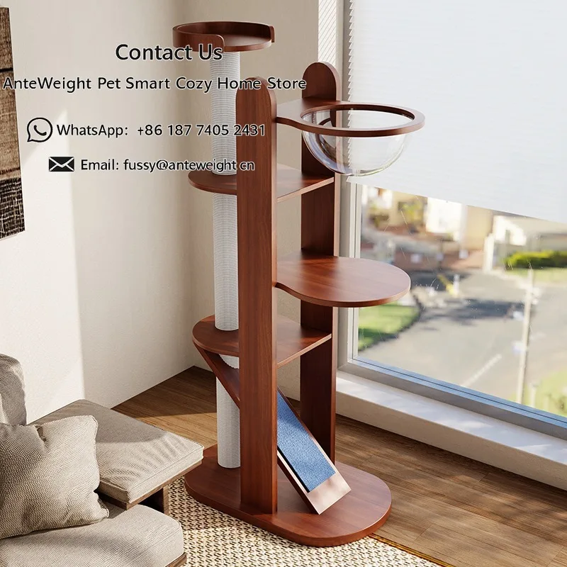 Solid Wood Cat Tree with Space Capsule, Large Climbing Frame & Condo | Sisal Scratching Posts for Big Cats & Multi-Cat Homes