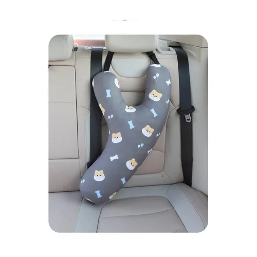 Imagen 2 del producto Almohada de viaje en forma de Y para niños, soporte ajustable para asiento de coche, tren de avión, sueño cómodo, diseño de punto de interrogación de tela duradera