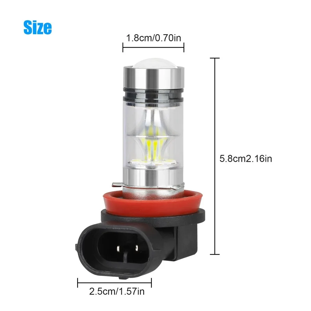 2x H8 H11 H16 LED Fog Driving DRL Light Bulb Kit 3600LM 6000K Xenon Super White