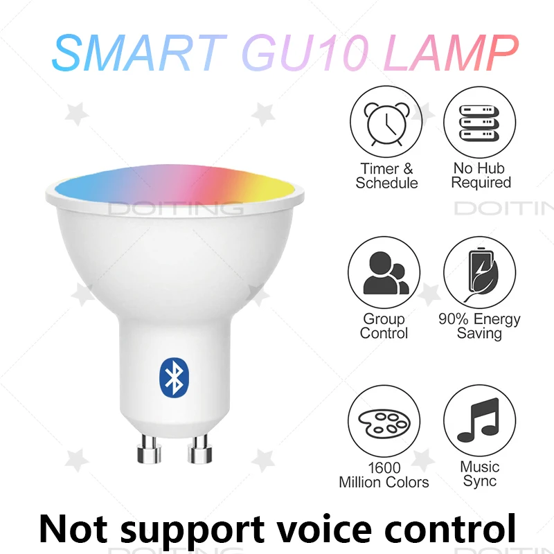 220V Smart GU10 Bluetooth Lamp Tuya Smart Life APP LED Bulbs RGB Dimmable Spotlight For Home Decor Music rhythm EU Standards