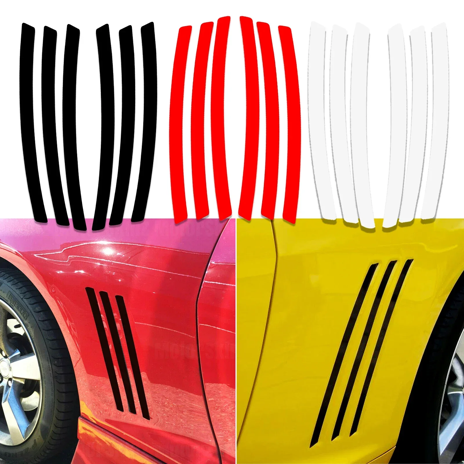 

6 шт. виниловых наклеек-полосок для декоративной отделки боковых вентиляционных отверстий крыльев для Chevrolet Chevy Camaro 2010-2021 2020 2019 2018