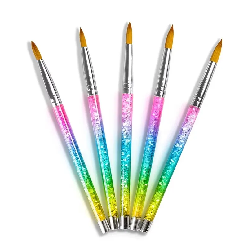 Bunter Acryl-Nagelbürste, glänzender Kolinsky-Stift für UV-Gel-Malerei, Schnitzen und Bauern-Design, Maniküre-Zubehör