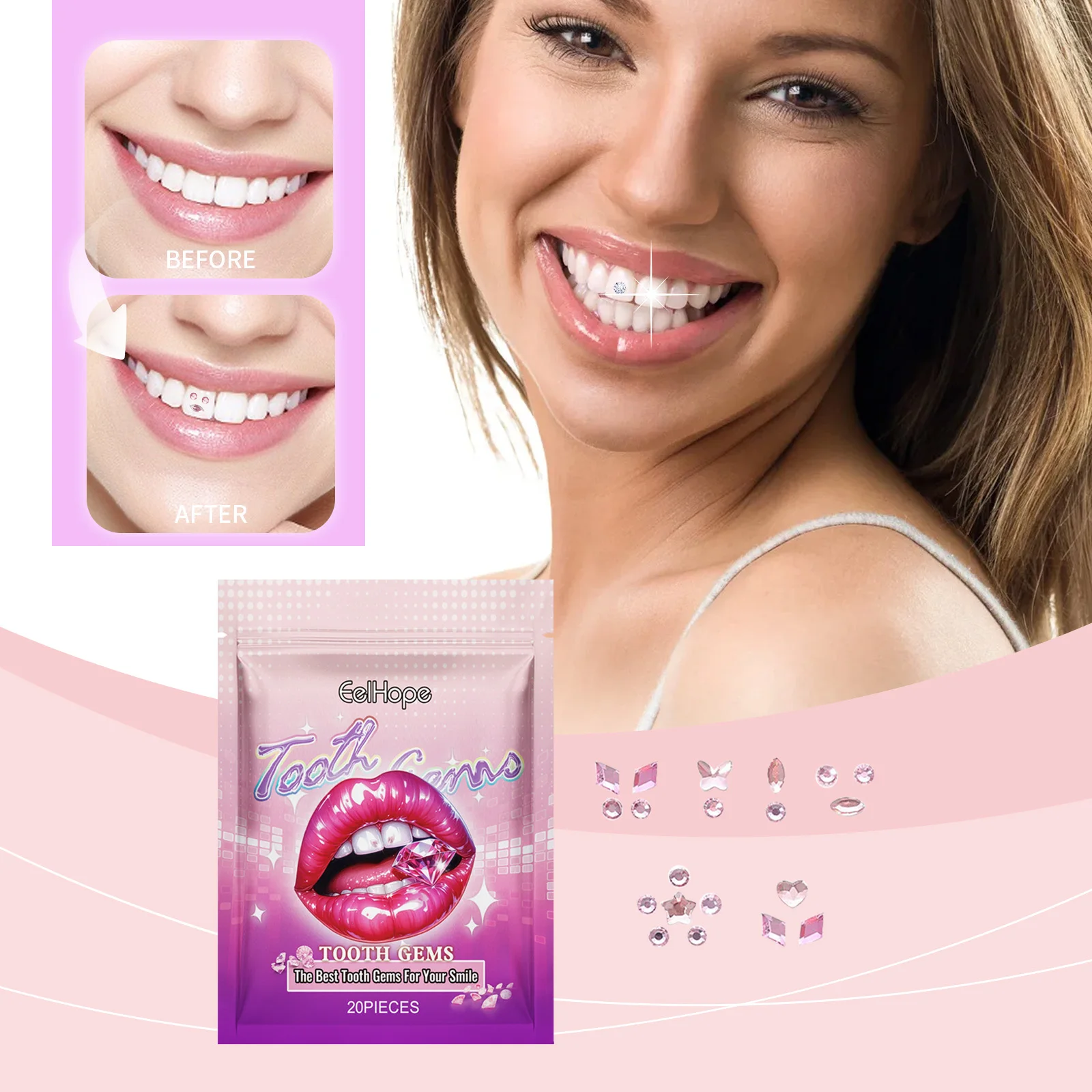 Tooth Gems Sparkling Teeth Jewelry Safe Easy to Install for Daily Party Photography Beauty Smile Decor DIY Clear Precious Stone