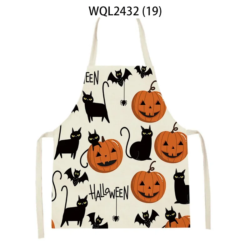 Halloween Cartoon Pumpkin Apron Kitchen Cooking Antifouling Apron Adult Kids Funny Bib Home Baking Tools Linen Apron Chef Apron