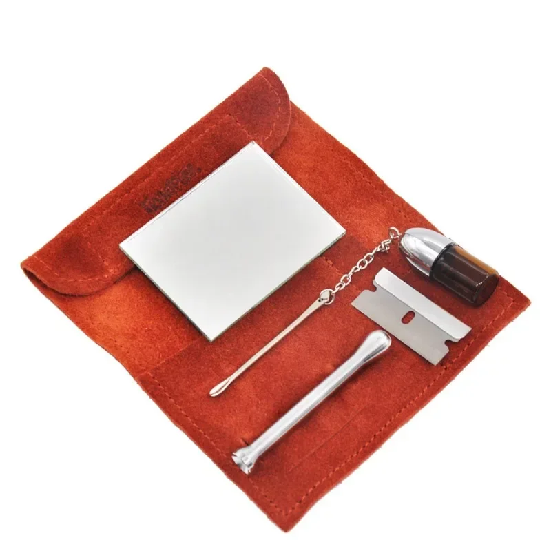 Suede Leather Snuff Smoking Five Piece Smoking Set 2024 New Snuff Pipe Set