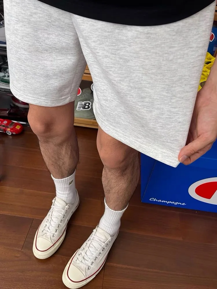 

Белые мужские летние тонкие баскетбольные шорты из хлопка для бега, молодежные модные повседневные брюки прямого кроя, базовая модель
