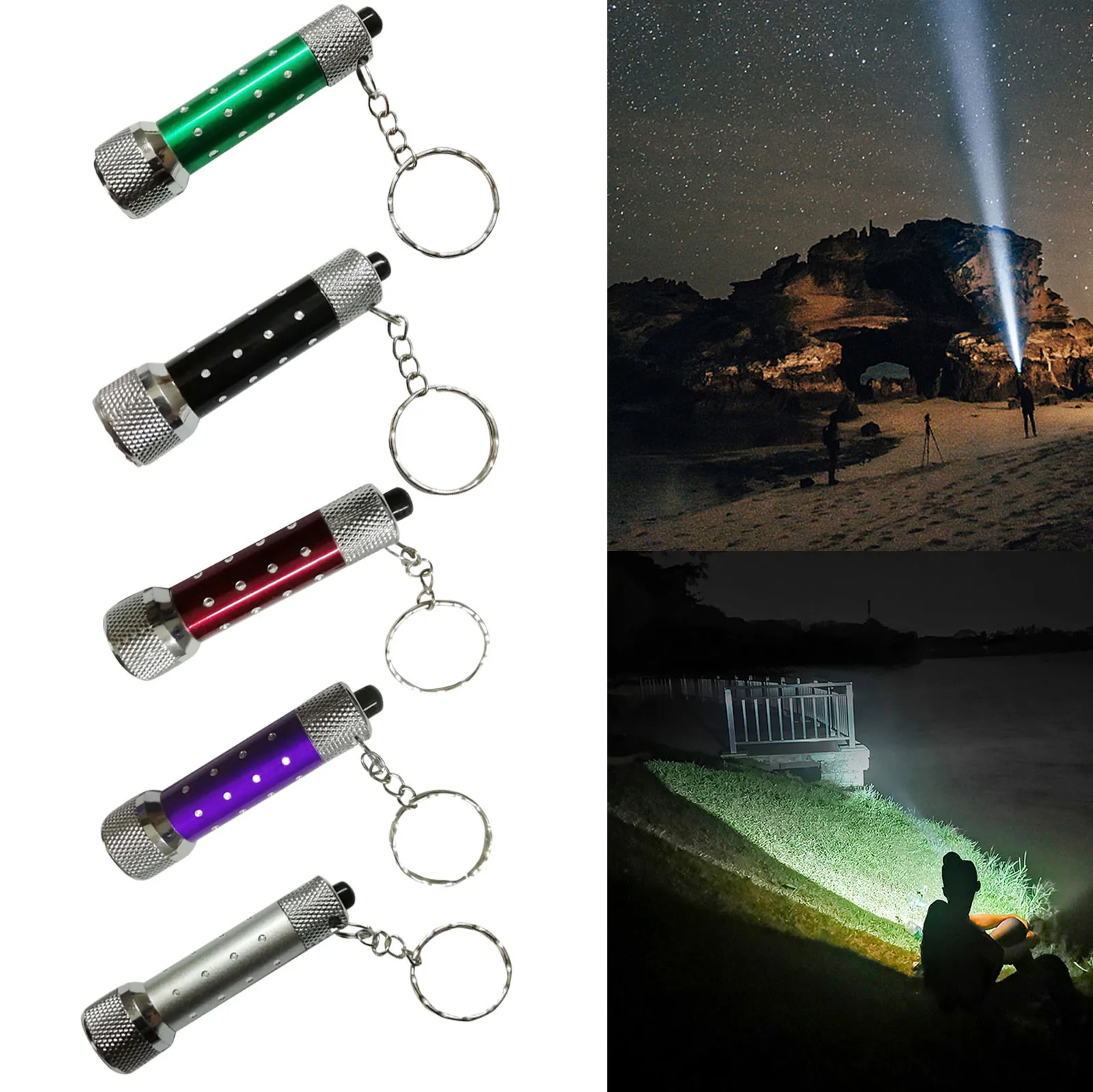 Super Bright 5led Flashlight With Multiple Colors Keychain Keyring For Outdoor Lighting Mini Flashlight Keychain