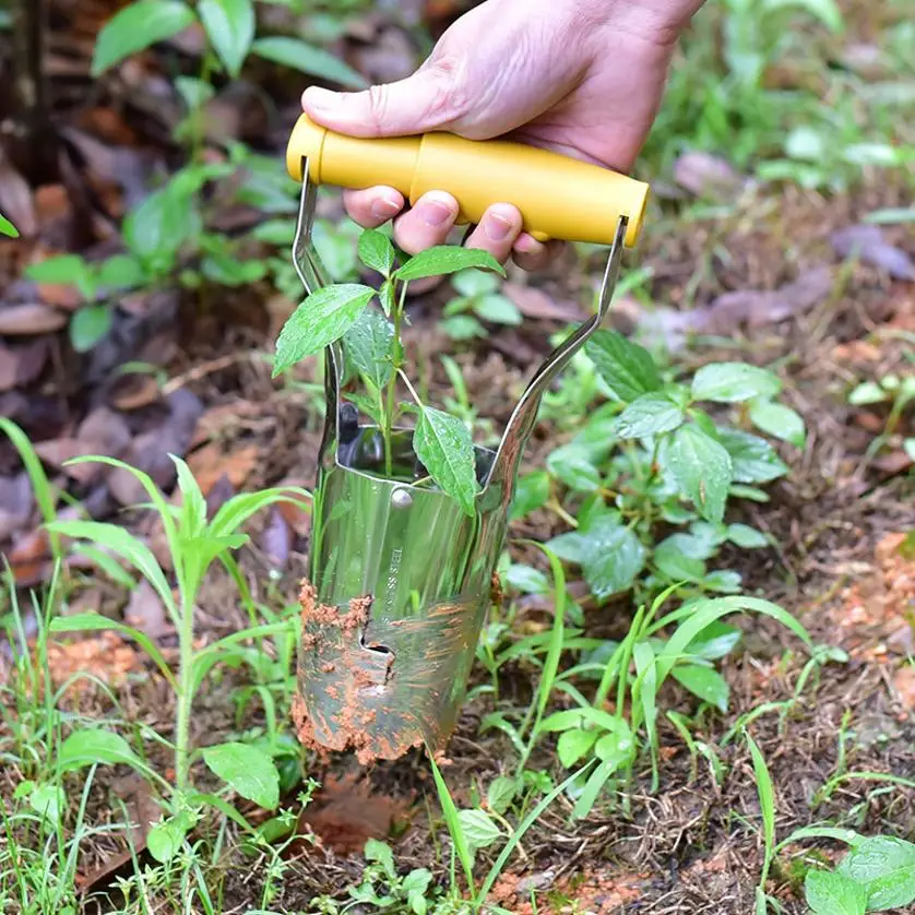 Stainless Steel Seeder Excavator Horticultural Wood Handle Hole Drilling Seedling Transplanting Flower Planting Seedling Planter
