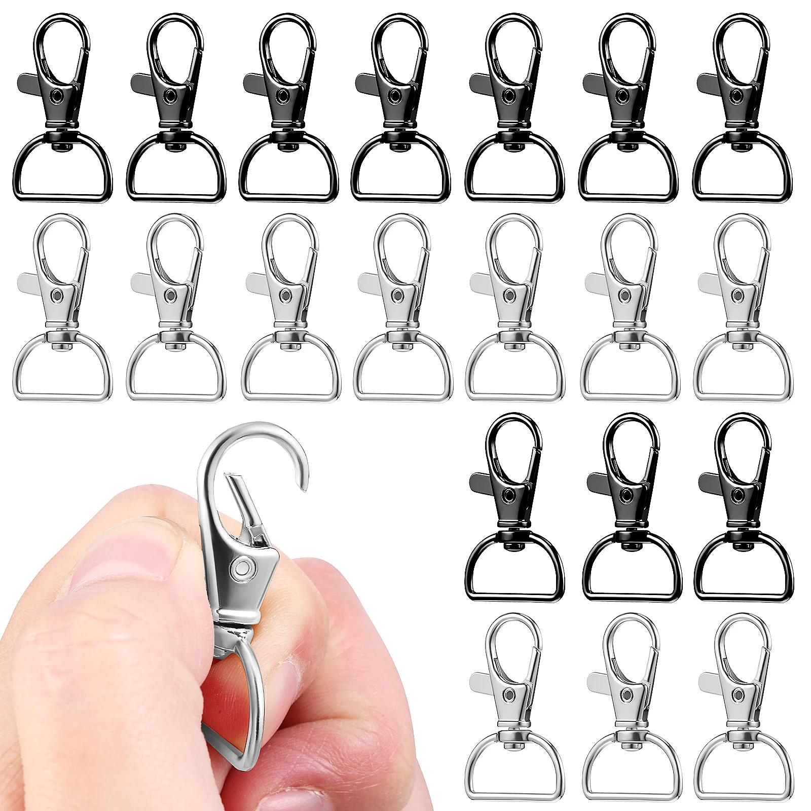 

50 Pcs Zinc Alloy Dog Keychain Buckle 20mm Nickel Black Lobster Clasp Supplies Swivel Hook Key Ring Chain Accessories