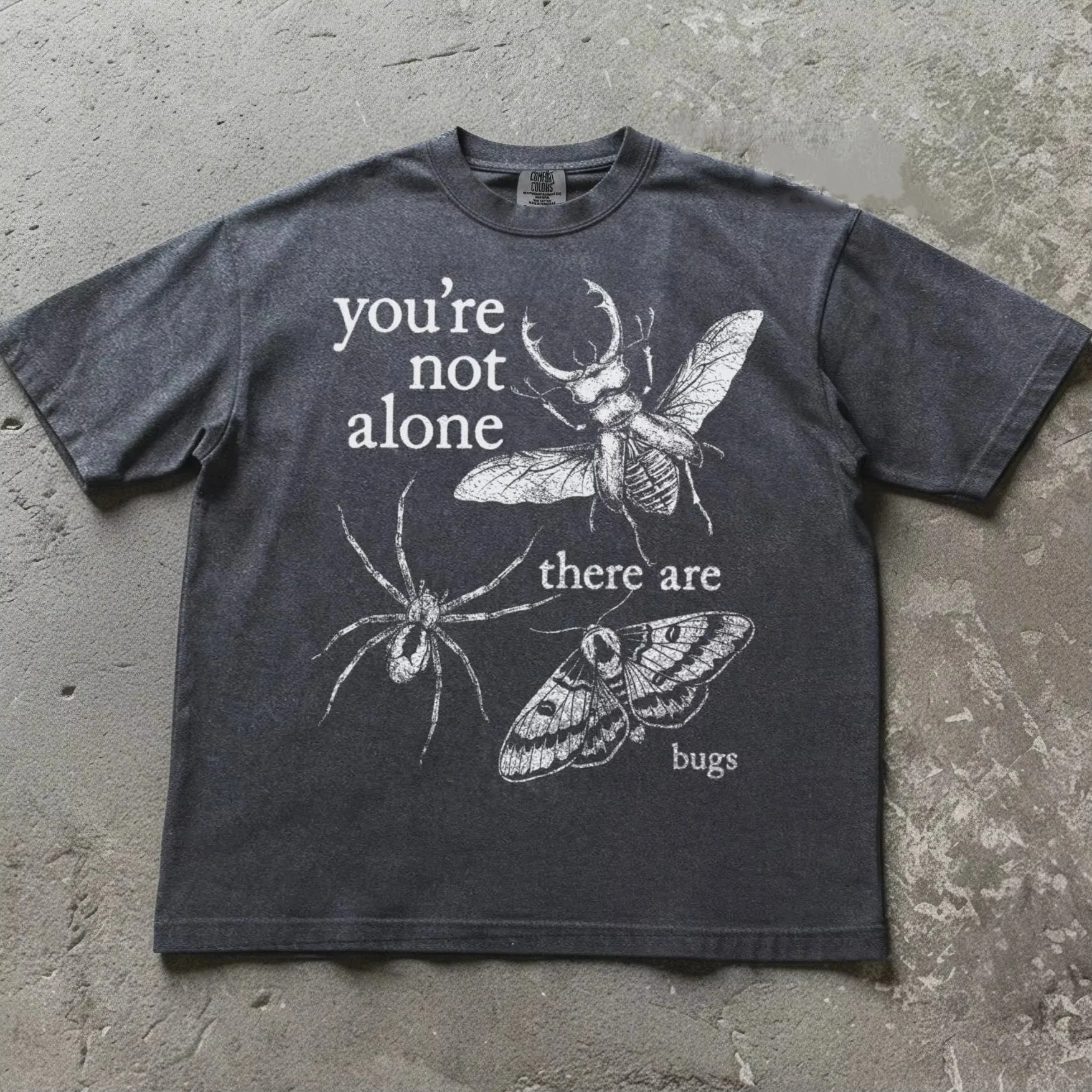Harajuku Oversized Casual Print Streetwear Entomology T-shirt You Are Not Alone There Are Insects T-shirt Unisex