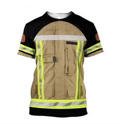 Firefighter 3d Printed T-shirt For Men Fake Uniforms Round Neck Short Sleeves Tee Shirt Fashion Streetwear Harajuku Fireman Tees