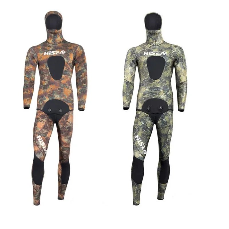 Hisea Seac 3.5mm Men Neoprene Diving Suit Split Wetsuit Fishing and Hunting Clothing Siamese CR Inside Material Smooth Skin