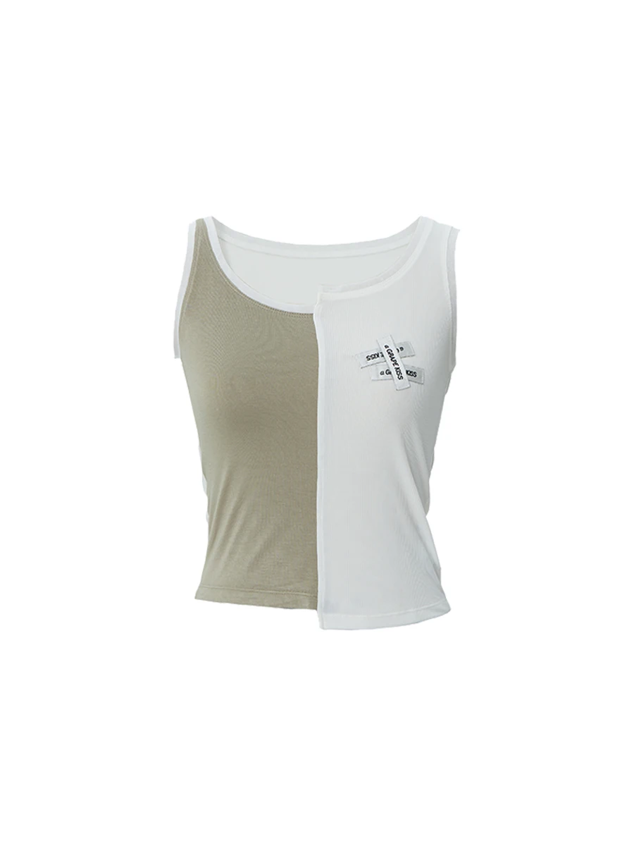 

Жилетка APE KISS с асимметричным дизайном, оригинальный дизайн, летний топ, свободный крой, разноцветные вставки, пэчворк, приталенный крой