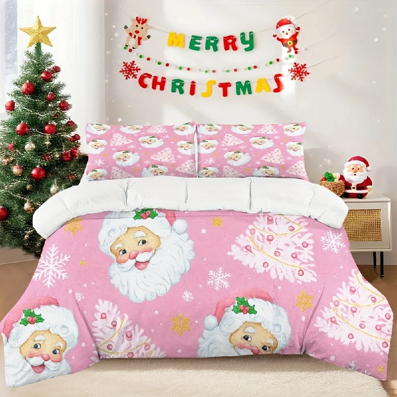 ensemble-de-couette-imprime-de-noel-3-pieces-literie-rose-du-pere-noel-housse-de-couette-en-microfibre-douce-vacances-d'hiver-flocon-de-neige-motif-d'arbre-blanc