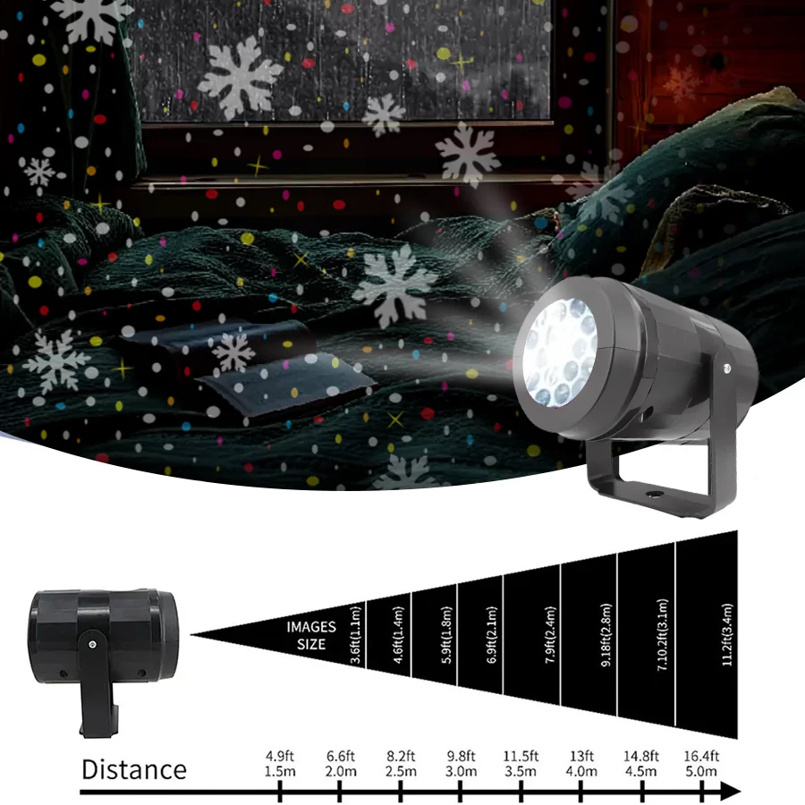 Led Kerstprojector Met Witte Sneeuw Vallende Sfeer Effect Dynamische Witte Sneeuwvlok Fee Nachtlamp Voor Vakantie Feest Decor