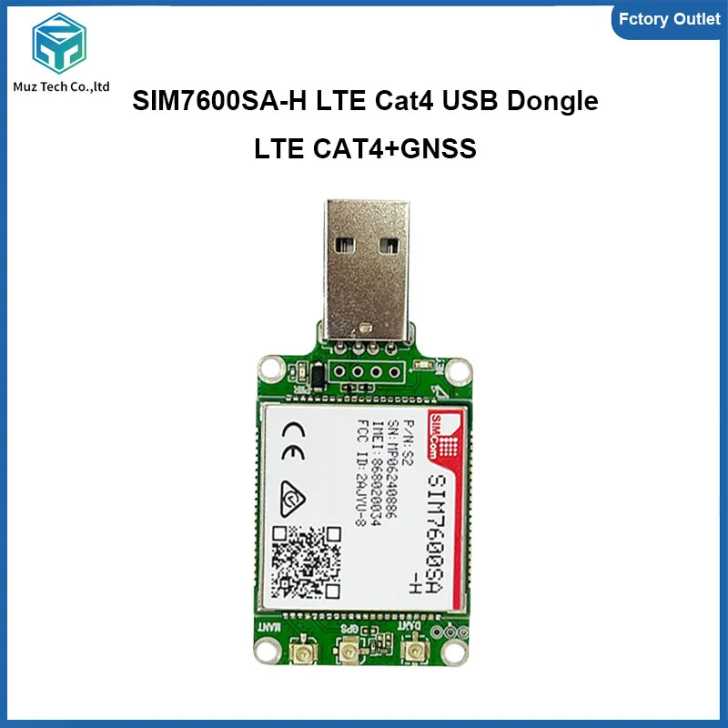 SIMcom SIM7600SA-H Module LTE CAT4+GNSS USB Dongle With FPC+GPS Antenna (Optional) Breakout Kit for Australia/South America