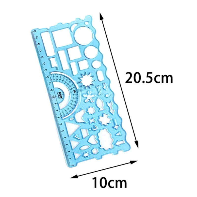 Cartoon Plastic Transparent Graphic Ruler Multifunctional Protractor Portable Measuring Tools Students School Office Supplies