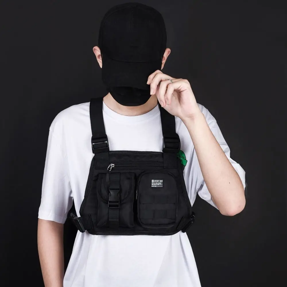 Casual Oxford Cloth Fashion Chest Bag Large Capacity Multi Pocket Men Vest Bag Mountaineering Bag Waterproof Outdoor Sports Bag