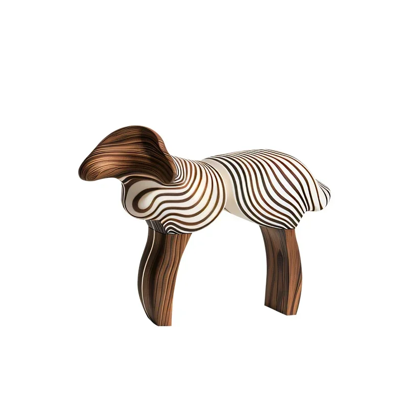 

Creative abstract lamb solid wood stool