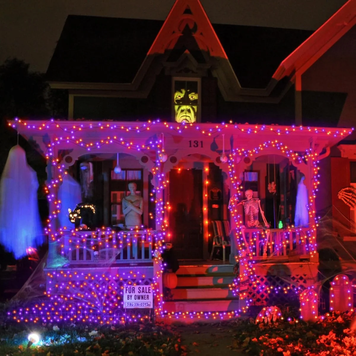 5M-20M LED الأرجواني البرتقالي سلسلة ضوء في الهواء الطلق بطارية تعمل بالطاقة هالوين الجنية أضواء لعيد الميلاد حفلة حديقة ديكور الهالوين