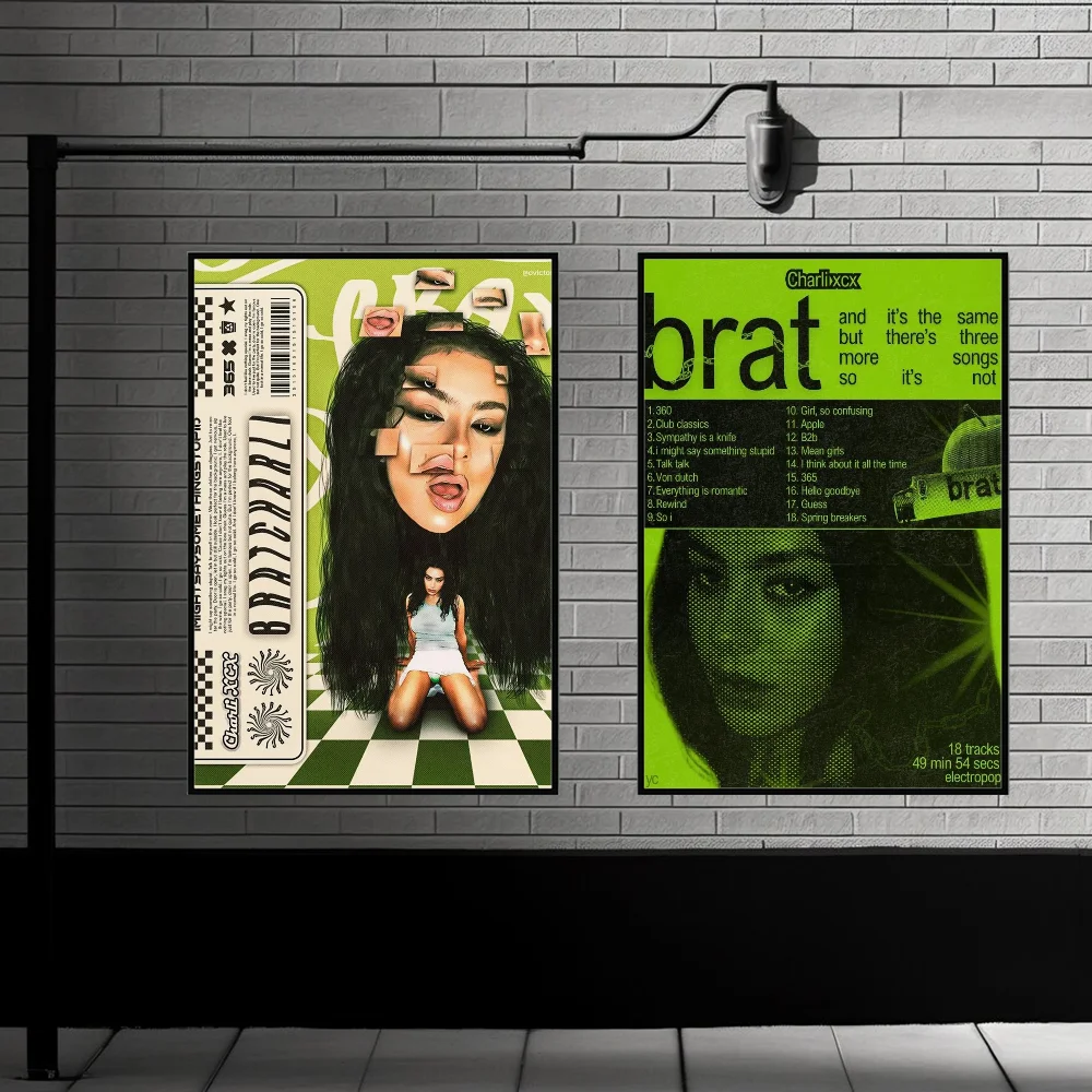 Singer Charli XCX BRAT Anime Poster Wall art print art suitable for living room bedroom bar parlor home decoration gift