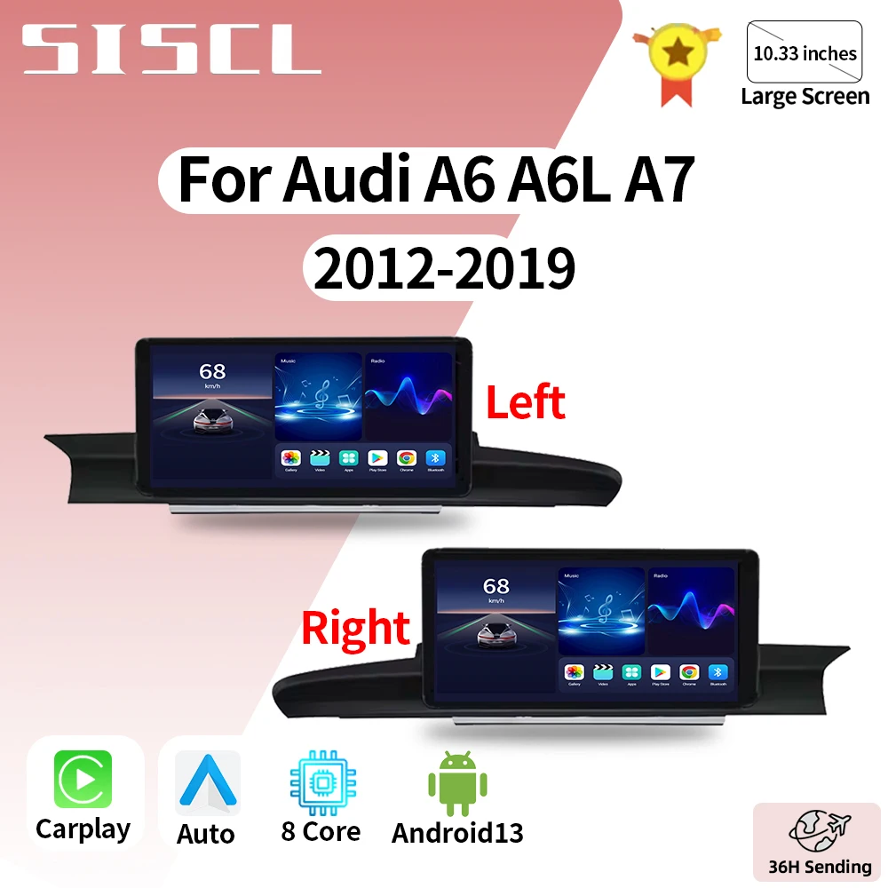 

10.33 Inch Android 13 Touch Screen For Audi A6 A6L A7 2012 - 2019 Car Accessories Carplay Monitor Multimedia Auto Radio Player