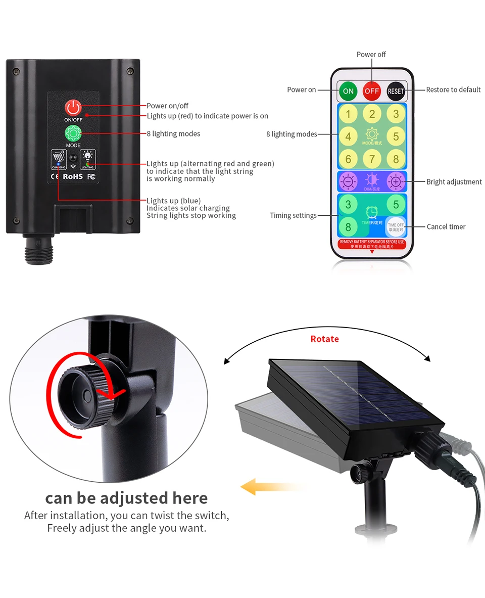 Energy Saving LED Outdoor Garden String Lights 10M 20M 30M 50M 100M Solar/EU/US Plug Charging LED Christmas Lawn Luminous Lamp