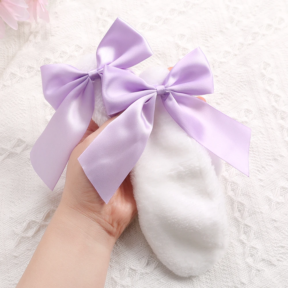 Kawaii Women Girls Hair Clip Cute Rabbit Bunny Plush Lop Ears Hairpin Candy Color Ribbon Bowknot Lolita Cosplay Hair Accessories