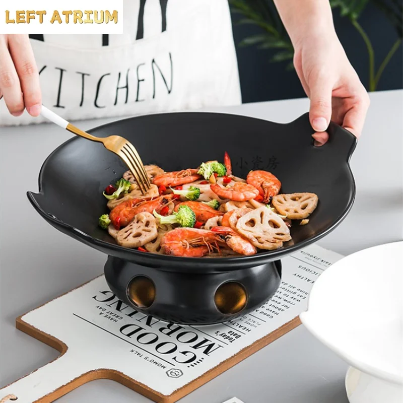Ceramic Dinner Plate Heating Base Serving Plate Western Plates Candle Insulation Tableware Dry Pot Plates Candle Heater Bowl