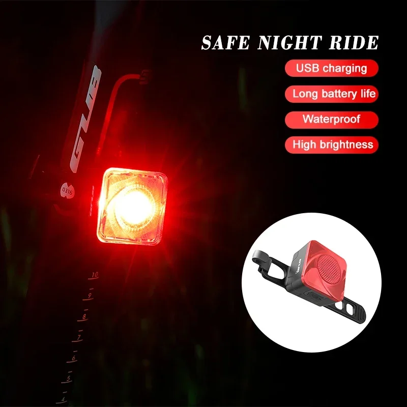 

GUB 40-80LM Rechargeable USB LED Bicycle Tail Light Mountain Bike Safety Warning Front and Rear Flashing Night Light 420mAH