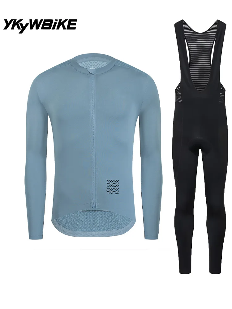 YKYWBIKE Herren-Radsport-Sets, langärmelig, lange Trägerhose, Fahrradbekleidung, Mann, Radfahren, Maillot, Rennrad-Set, Fahrradbekleidung