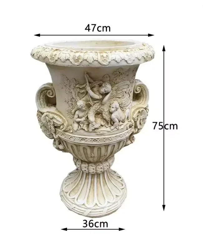 Vintage European Style Roman Column Flower Pot Tall Outdoor Garden Patio Balcony Courtyard Planter Ornament Photo Prop Mould