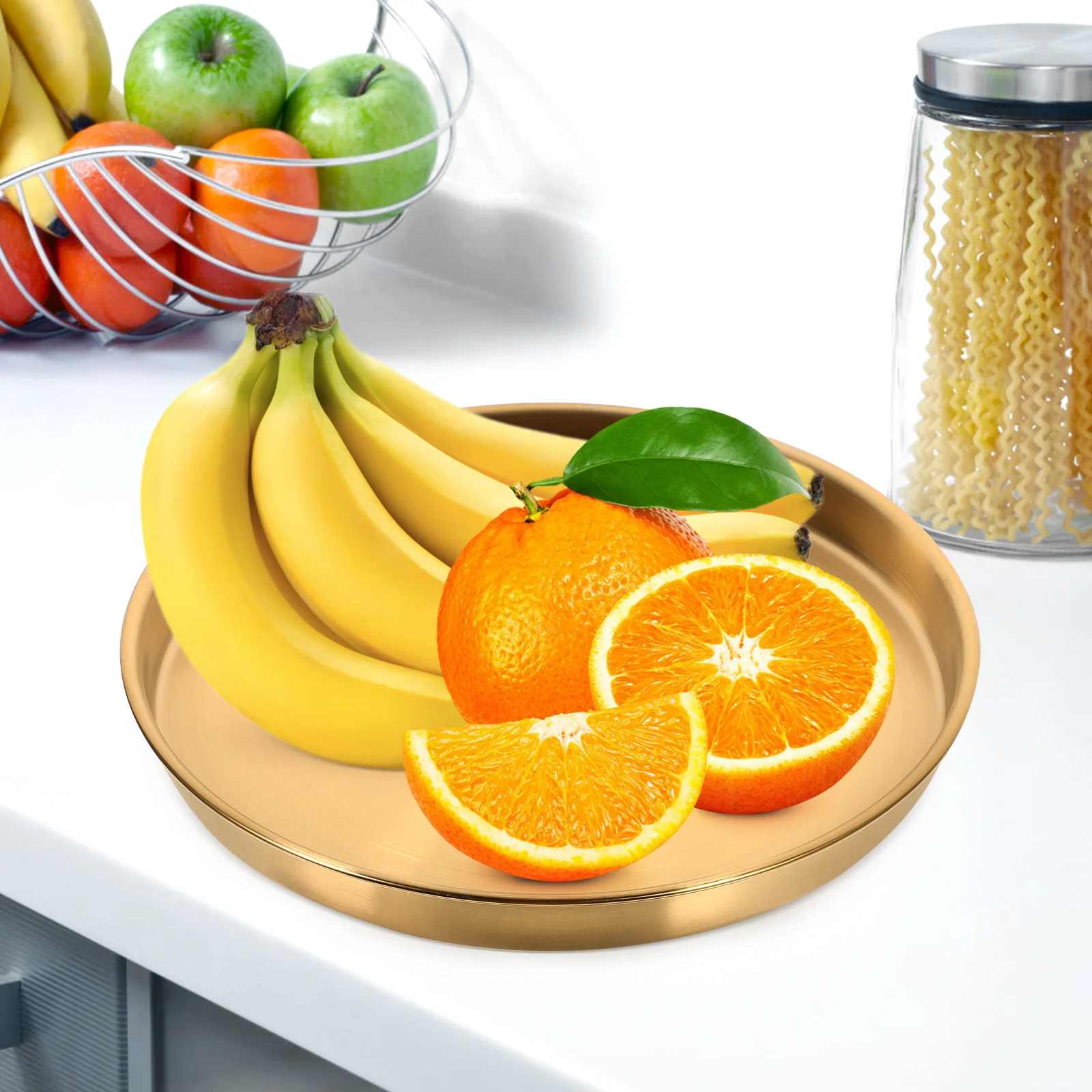 

Stainless Steel Serving Plate Round Metal Food Plate Exquisite Craftsmanship Ideal for Weddings Parties Steak Pasta