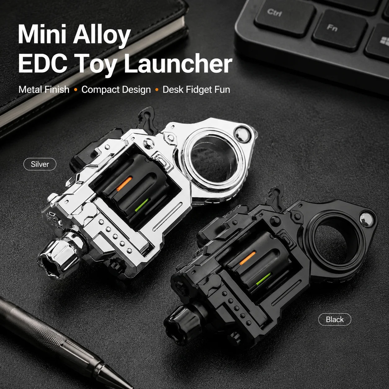 ミニ合金リボルバーedcフィジェットトイ、メカニカルスピナーストレス解消ガジェット、メタルリングトイモデルコレクションギフト