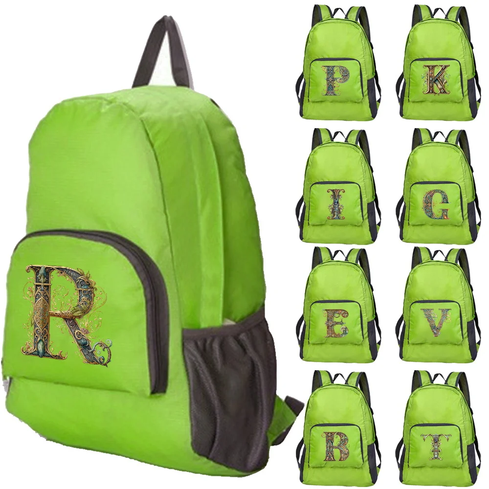 New Fashion Graphic Letter Print Pattern Multi Functional Foldable Portable Hiking Travel Portable  Shoulder Carrying Travel Bag