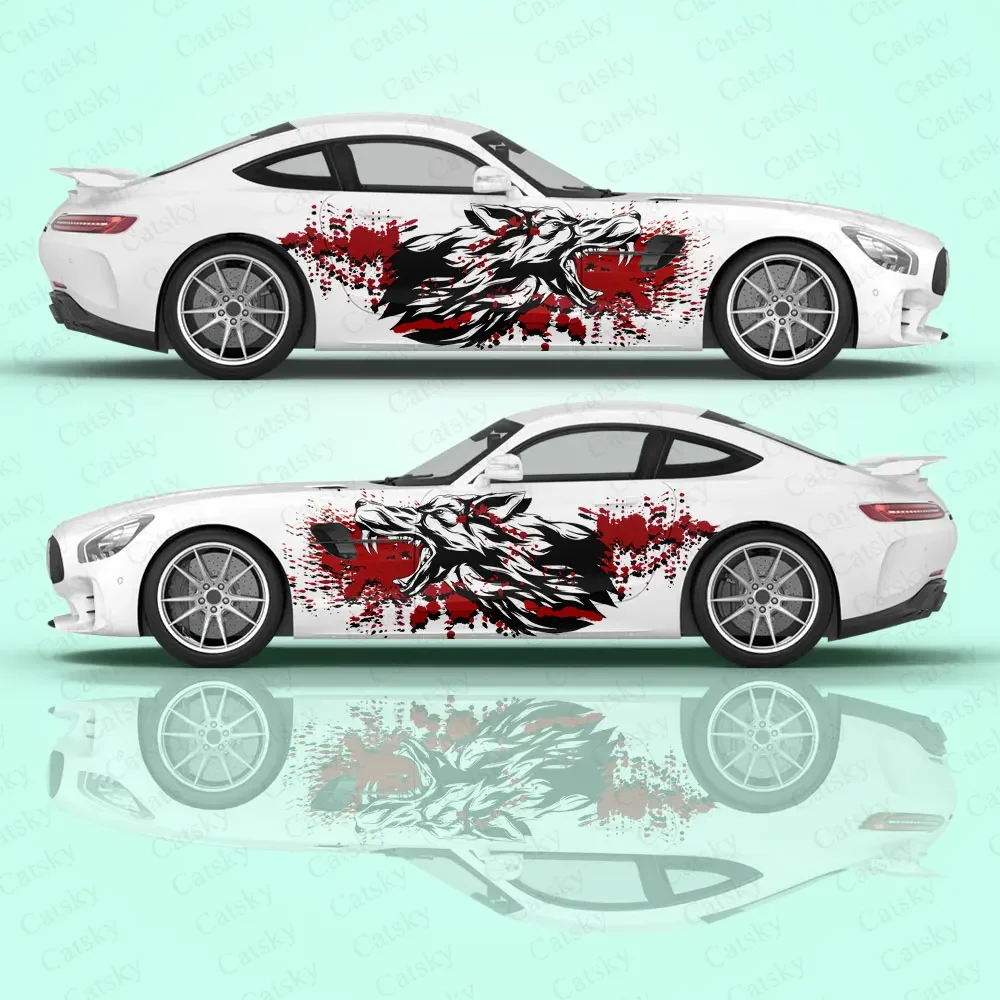

Fierce Wolf Blood Car Sticker for Universal Large Car Vinyl Wrap Decal Custom Car Side Hood Decal Sticker for Auto Decoration