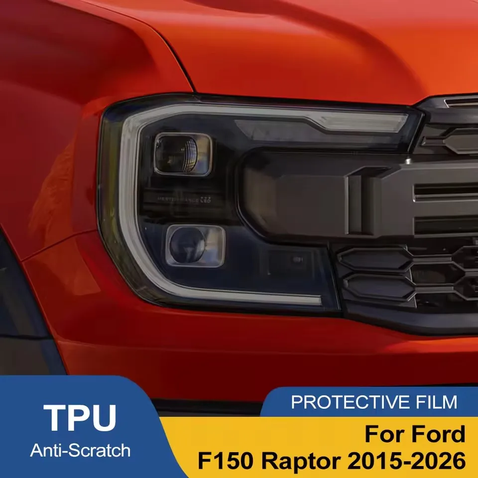 For Ford F150 Raptor 2015-2026 Smoke Black Pre Cut Car Headlight Protective Film Anti-Scratch High-Gloss Vinyl Wrap Film