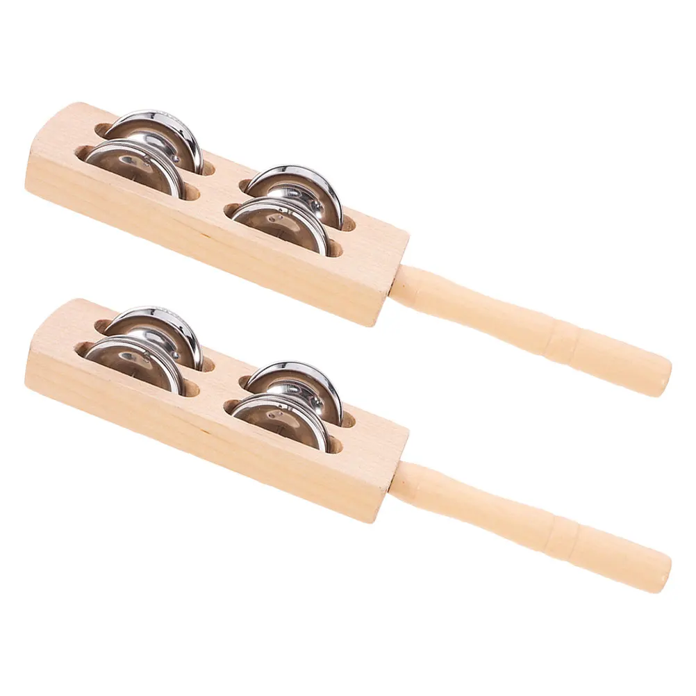 2Pcs 어린이 악기 나무 징글 스틱 부드럽고 안전한 유아 쉐이킹 장난감 긴 서비스 수명 교육 보조