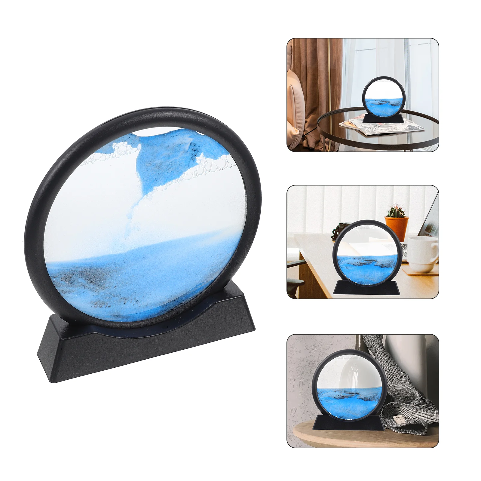 3d Quicksand Painting Moving Picture Decor Decoration Office Desktop Ornament Glass Artistic