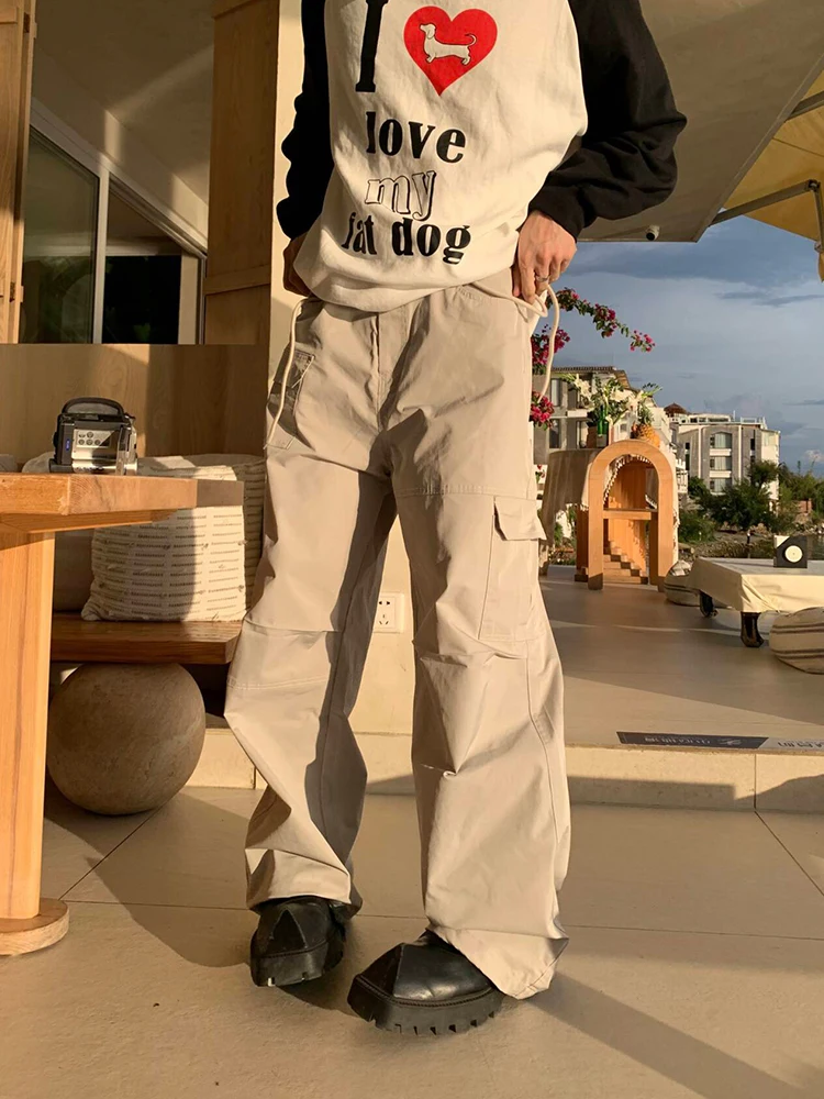 

NECOYEP 2025 American Retro Loose Straight Leg Work Pants Couple Summer High Street Trendy Brand Versatile Long Pants