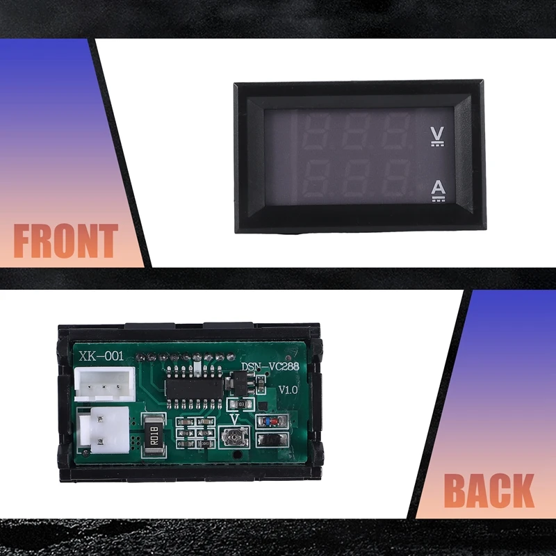 6 шт. цифровой вольтметр амперметр постоянного тока 100 В 10 А синий красный светодиодный измеритель напряжения тестер двойной панель дисплея для автомобиля