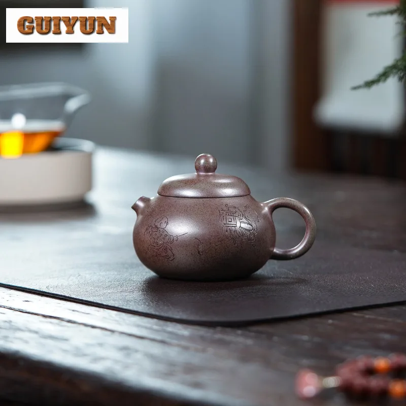 

210ml Yixing Purple Clay Teapots Handmade Wen Dan Pot Raw Ore Wood-fired Porcelain Mud Tea Maker Kettle With Infuser Zisha Tea