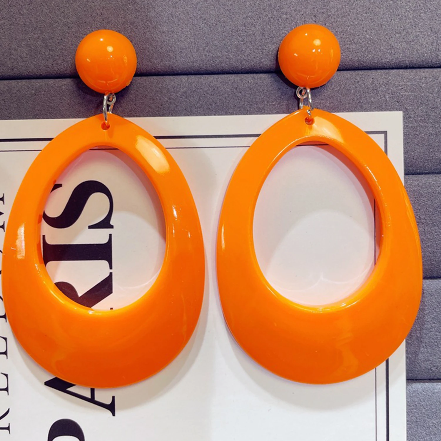 Korean Simple Big O-Shaped Earrings For Women Colorful Geometric Exaggerated Earring Trendy Earrings Jewelry