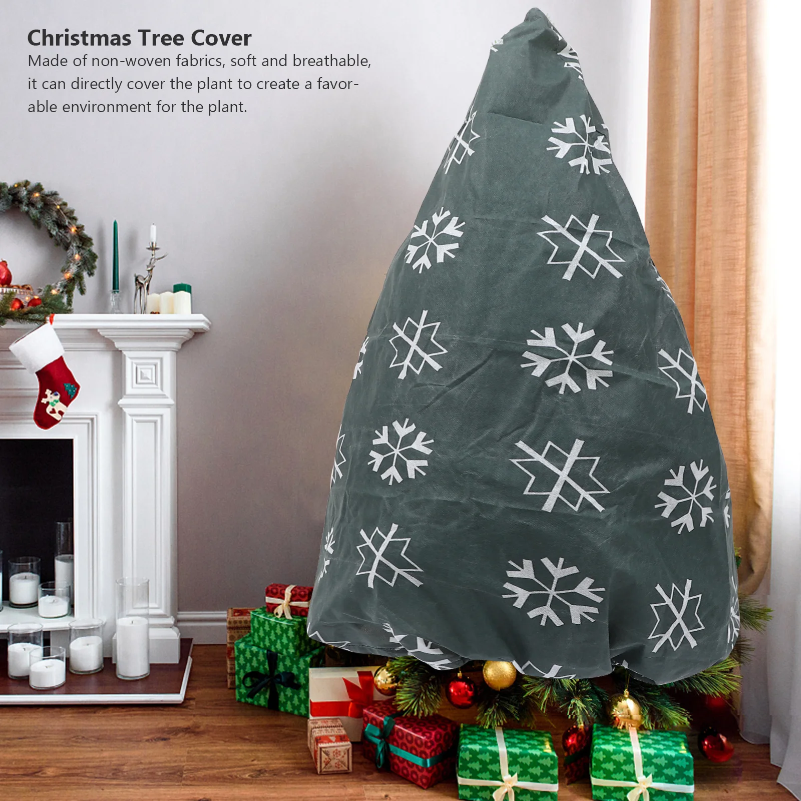 

Christmas Tree Protection Cover Heavy Duty Non-Woven Fabric Windproof Snow-Proof For Winter Gardening Outdoor Plants