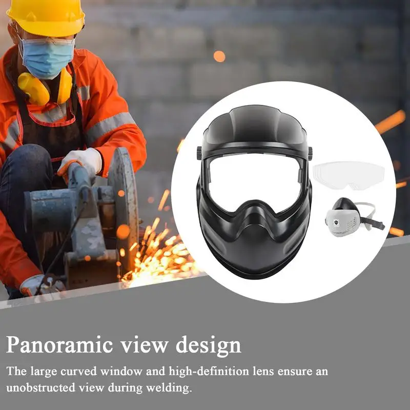 

Auto Welding Helmet UV Resistant Face Protector Dust Proof Large Viewing Welding Helmet For ARC Pipeline Stick Grinding Cutting