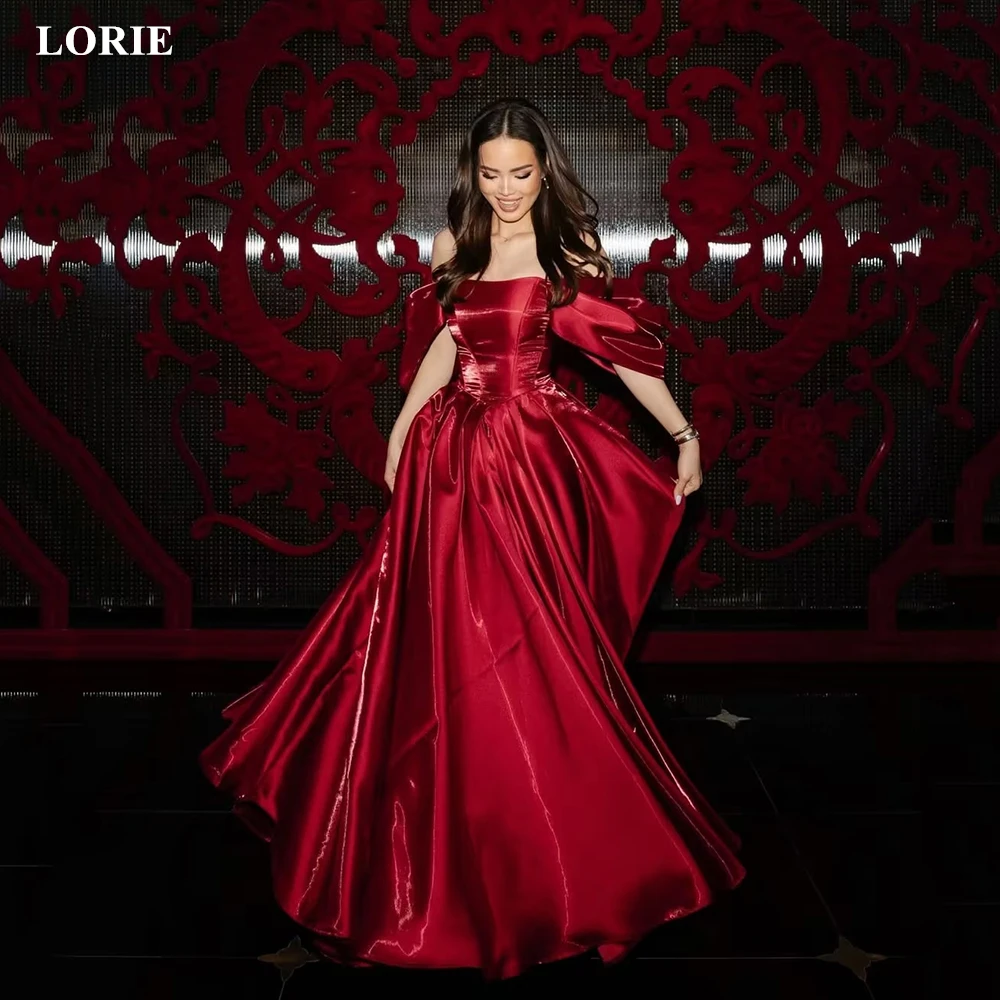

LORIE Chic Liquid Organza Evening Dresses Off The Shoulder Lace-up Prom Dress Charming High Waist A-Line Party Gowns Customized